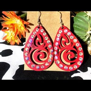 Red rhinestone earrings